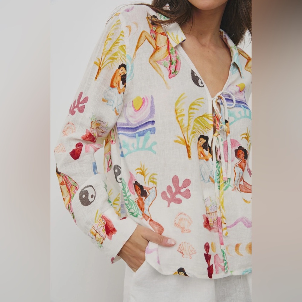 Rails Multicolor Printed Blouse Elm Shirt in Ivory Bathing Ladies🫣 - Picture 16 of 17